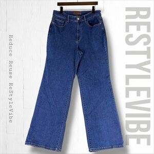 JUDY BLUE Women’s Size 14W Denim Jeans Wide Leg Style High Rise Fit Stretch